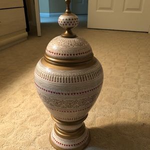 New 16” Vase with Lid Mughal Indian Art Design